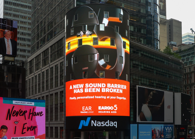Nasdaq tower billboard advertising for Eargo 5