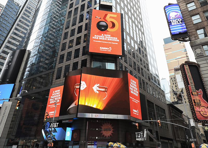 Reuters building New York Times Square billboard advertising for Eargo 5
