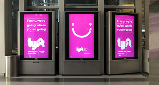 Lyft Metra digital ad in Chicago at the train station