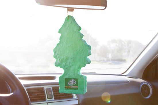 Irish Spring soap car air freshener hung in car by Silky Szeto
