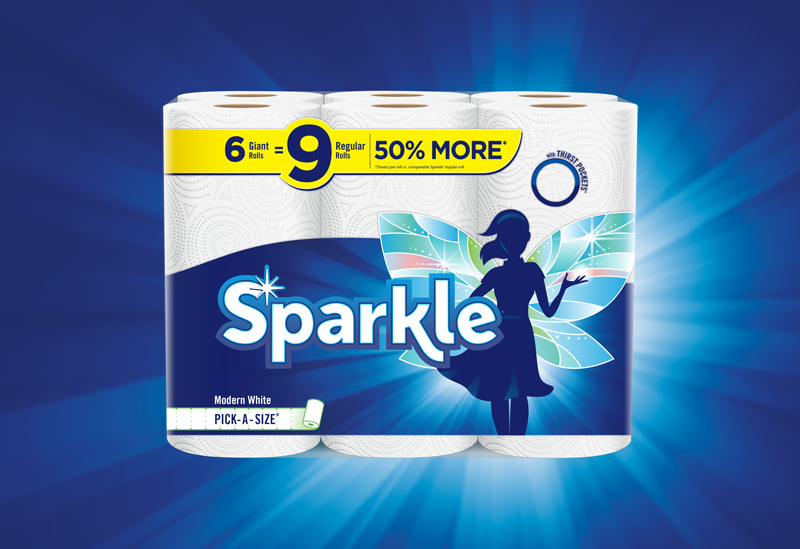 Sparkle paper towels new packaging design rebrand