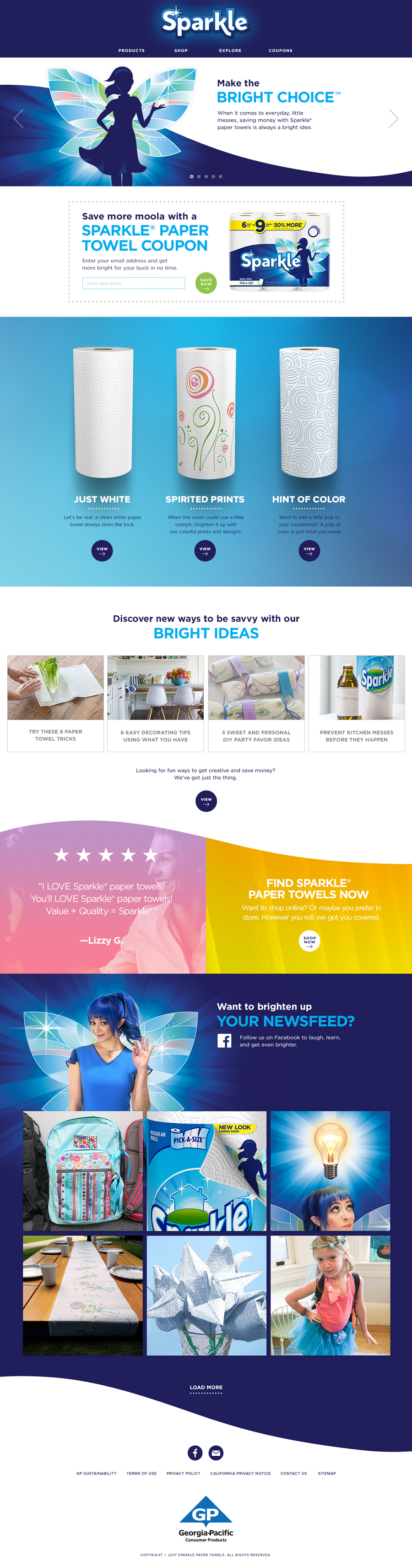 Sparkle paper towels website design