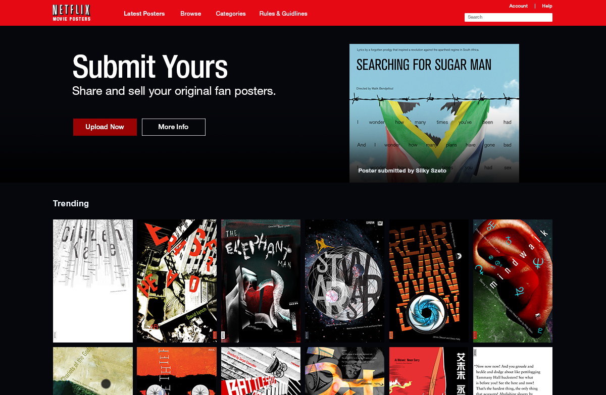 Netflix poster store web site concept by Silky Szeto